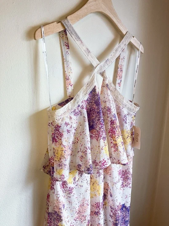 Guess Lace Floral Crisscross Halter Mini Dress Bohemian Romantic Flora Nikrooz - Picture 3 of 9